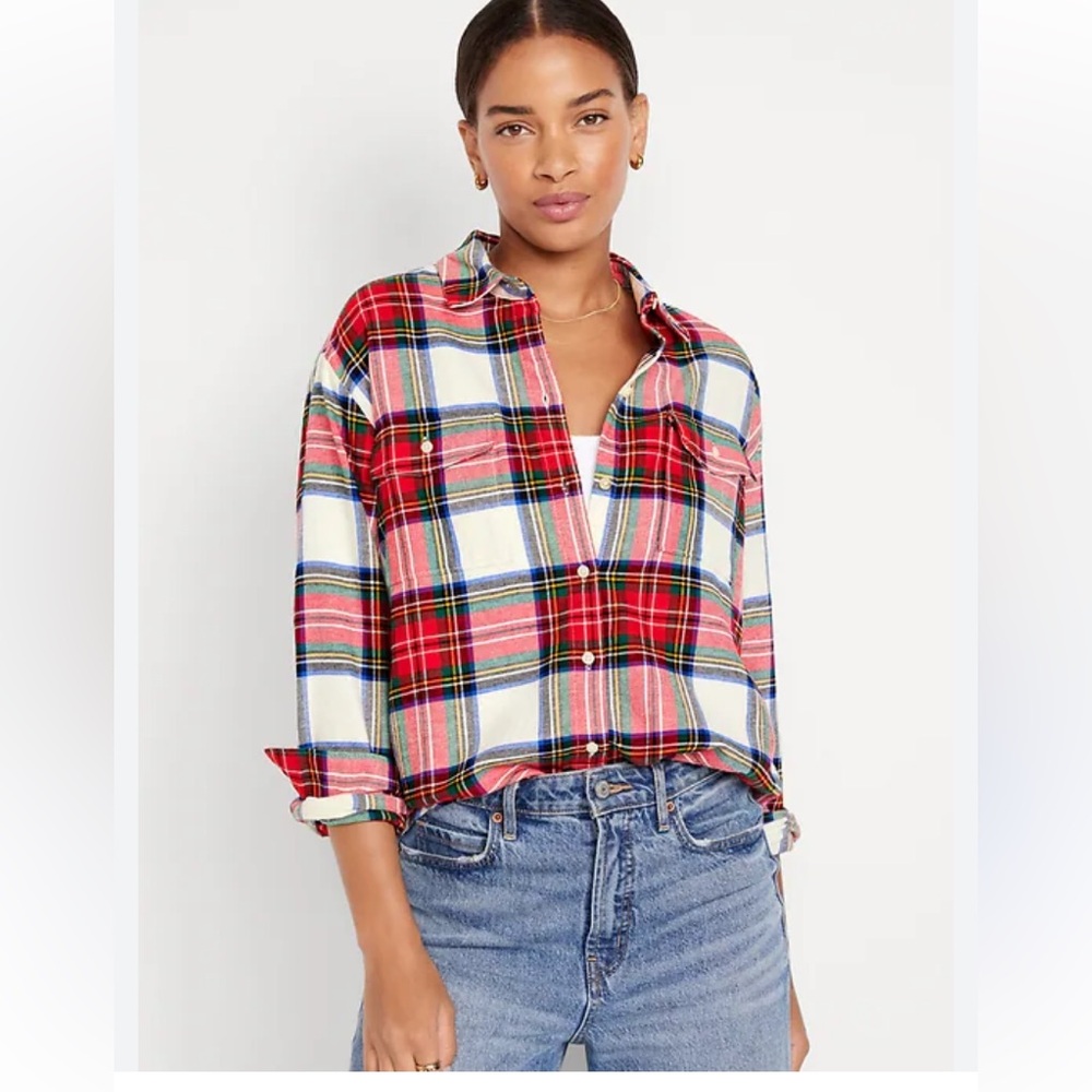 Old Navy Loose Flannel Boyfriend Shirt – Women’s Size Small